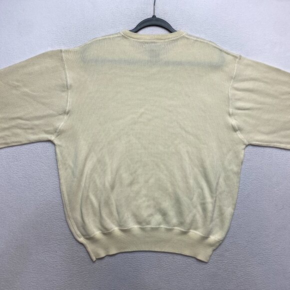 Faconnable Sweater Mens XL Beige Long Sleeve Cotton Crewneck Pullover - Picture 8 of 11
